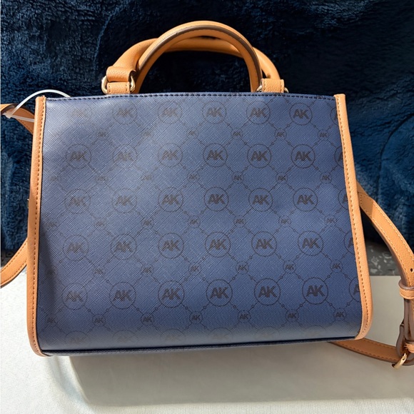 Anne Klein Navy and Tan Satchel - Picture 3 of 14